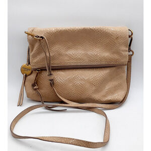 Margot New York Robbie Preston Handbag Beige Leather Fold-Over Shoulder/Clutch